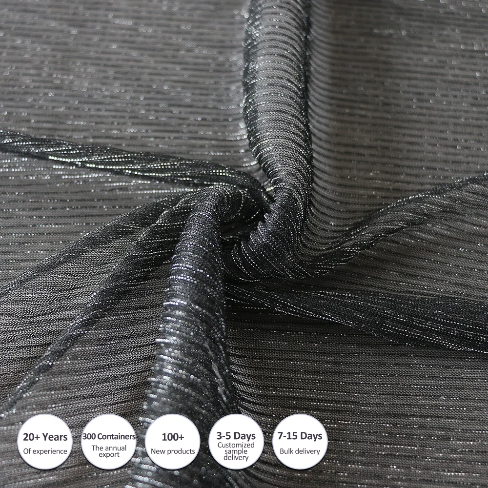 47% Polyester 53% Metallic  Fabric Shiny Chiffon Glitter Crinkle Poly Silver Gold Metallic Printed Chiffon Fabric