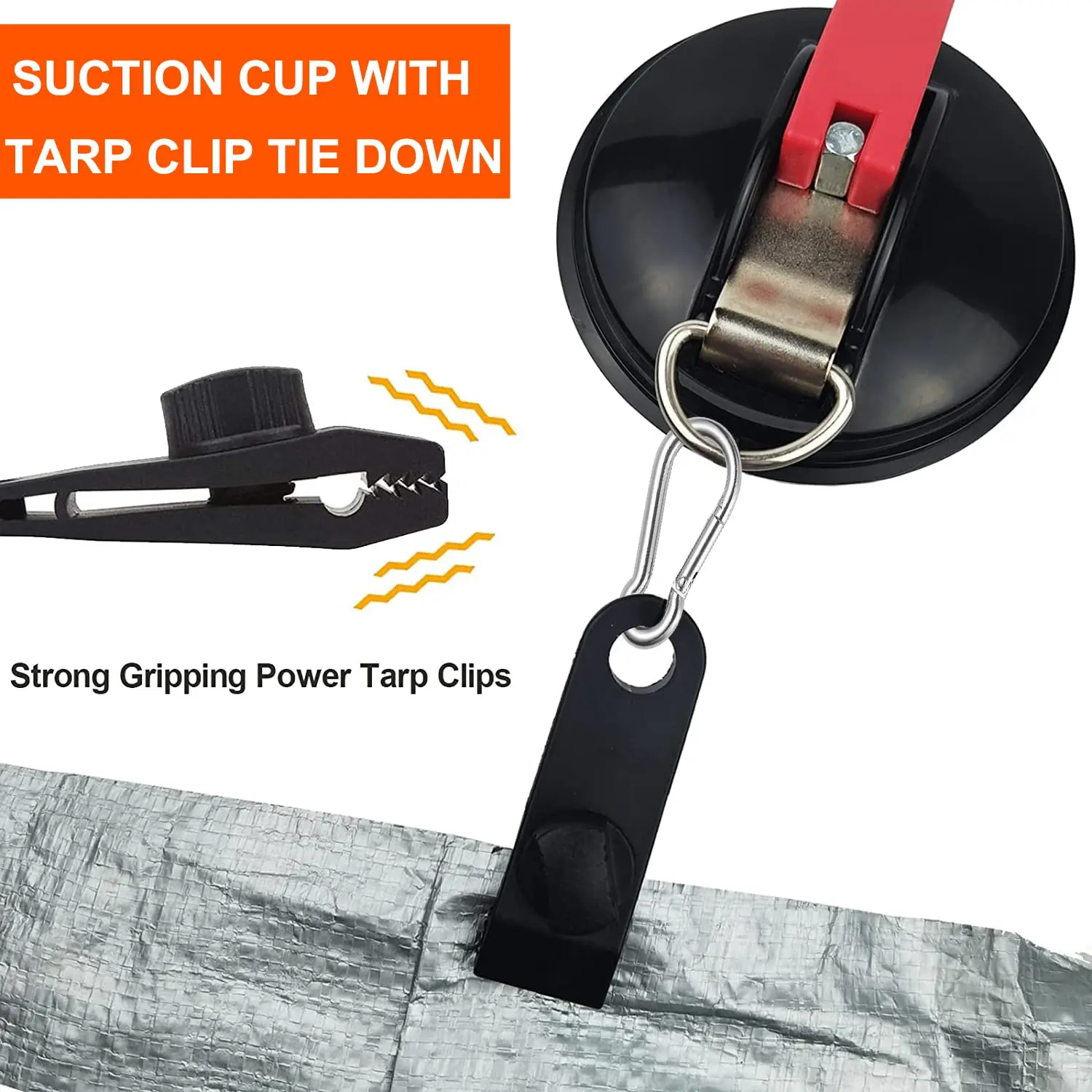 Strong Suction Cups with Heavy Duty Carabiners Heavy Duty Vacuum Suction Cup Anchor Heavy Duty Tarp Clips Tie Down for Car