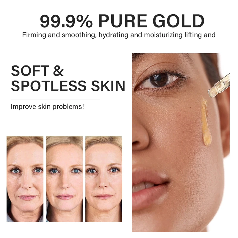 Facial Serum with Retinol Vitamin E Hyaluronic Acid Gold Anti Aging Smoothing Skin Hydrating 100ml MOOYAM 24K Gold Face Serum