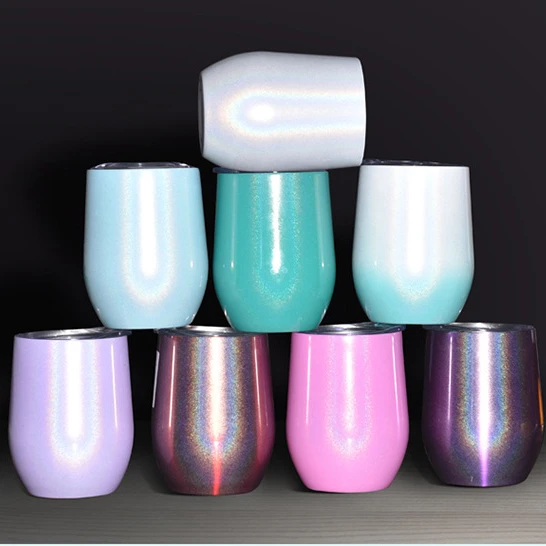 
hot coffee mug stainless steel 12oz rain bow double wall insulated egg shape tumblr wine glass tumbler cups with leak proof lid 