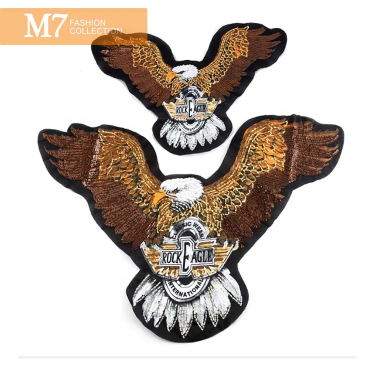 Высококачественные нашивки HZ066 с орлом из бисера для домашних животных, крутые нашивки из синели на заказ для одежды
