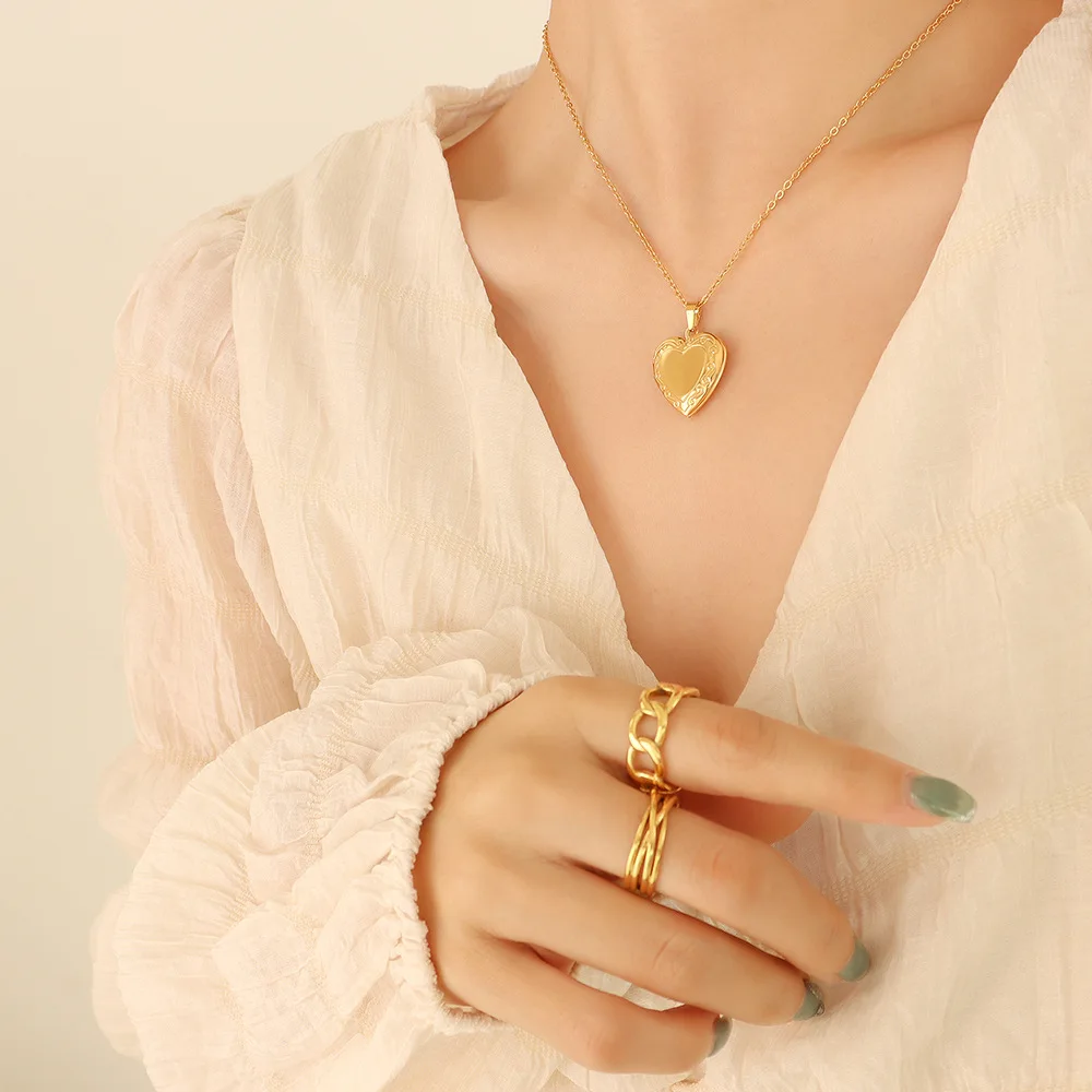 Chain Chocker Gemstone Heart Zircon Pendant Necklace Joyas De Acero Inoxidable Al Por Mayorjewelry Stainless Steel Necklaces Opp