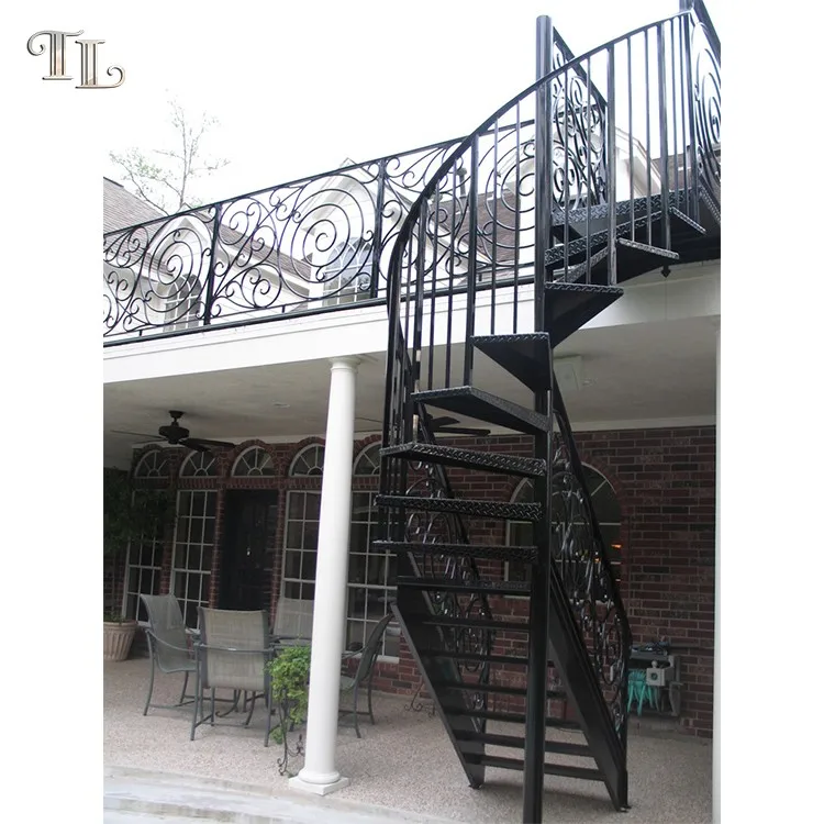 Wrought iron luxury staircase iron stair design metal indoor spiral staircase