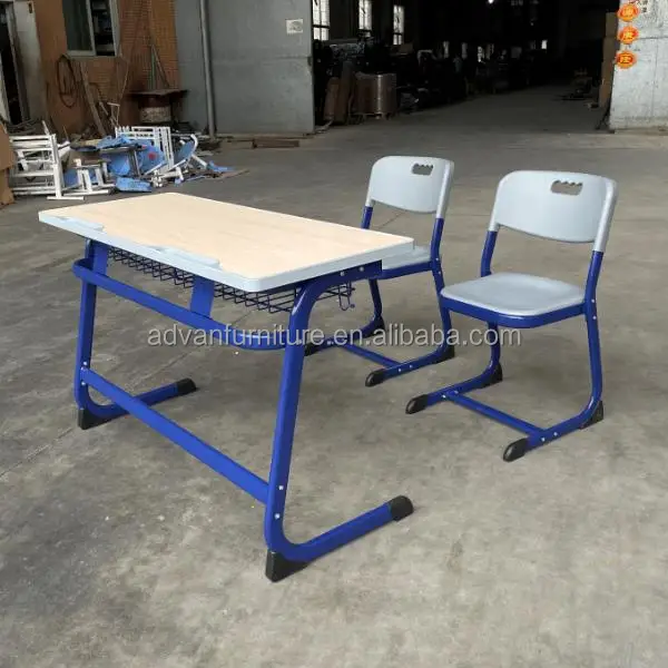 School Furniture Supplier Double Metal Plastic Student Desk And Chairs classroom furniture school