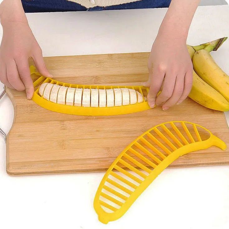 Banana Slicer Fruit Separator Food Grade Banana Cutter Slicer Fruit & Vegetable Tools Plastic Kitchen Accessories Peeler