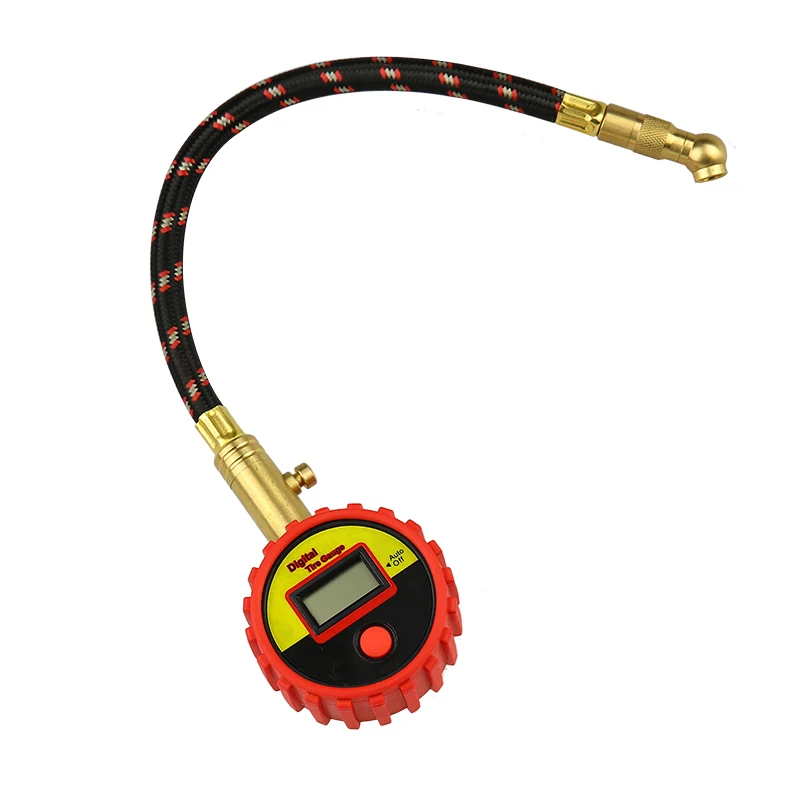 Whosale Digital Tire Pressure gauge with flexible hose brass chuck LCD display tyre gauge for vehicle