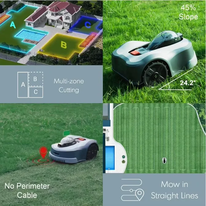 No borderline No enclosure AKX electric Wifi remote control robot lawn mower Automatic lawn mower Robot lawn mower