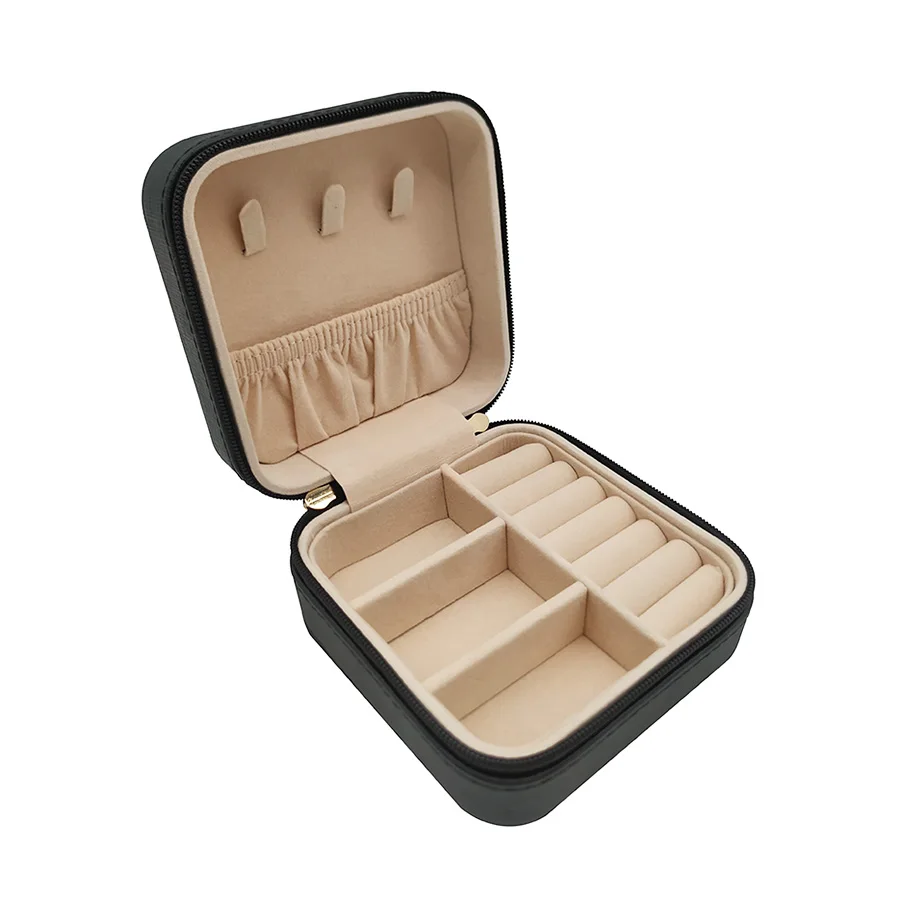 
Women Girls Organizer Earring Ear Stud PU Leather Portable Jewel Case Jewellery Packing Jewelry Box Travel Case with Mirror 