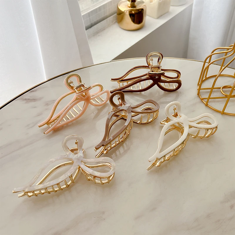 DOWELL large bow solid color hair claw clips temperament 11.5cm metal acetate hair claws
