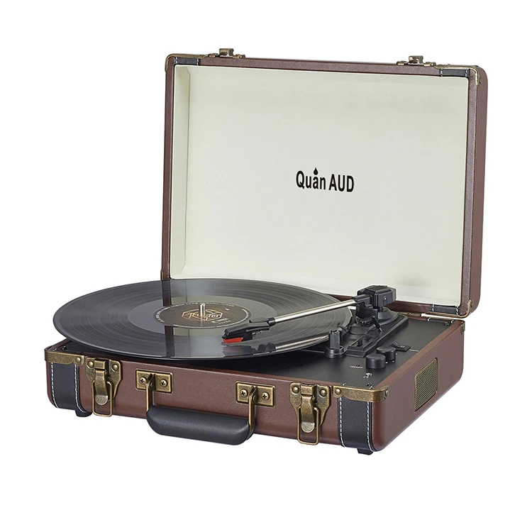 Retro Vinyl Record Player Home Audio Portable Turntable With BT Speakers