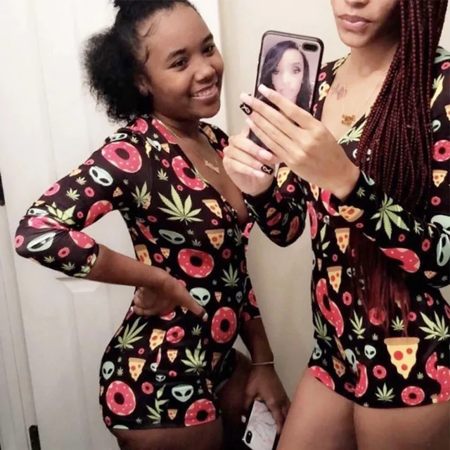 2021 New Arrival Hot Sale Cute Short Weed Onesie for Women