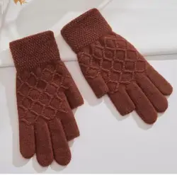 Новые Вязаные Варежки с начесом, Женские Жаккардовые рукавицы с полупальцами, зимние перчатки и варежки