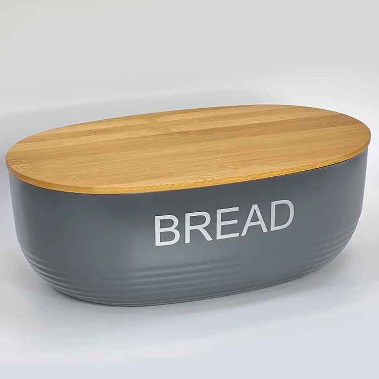 Food Grade Material Bread Box Kitchen Food Storage Product Bamboo Lid Plastic Bread Storage Box
