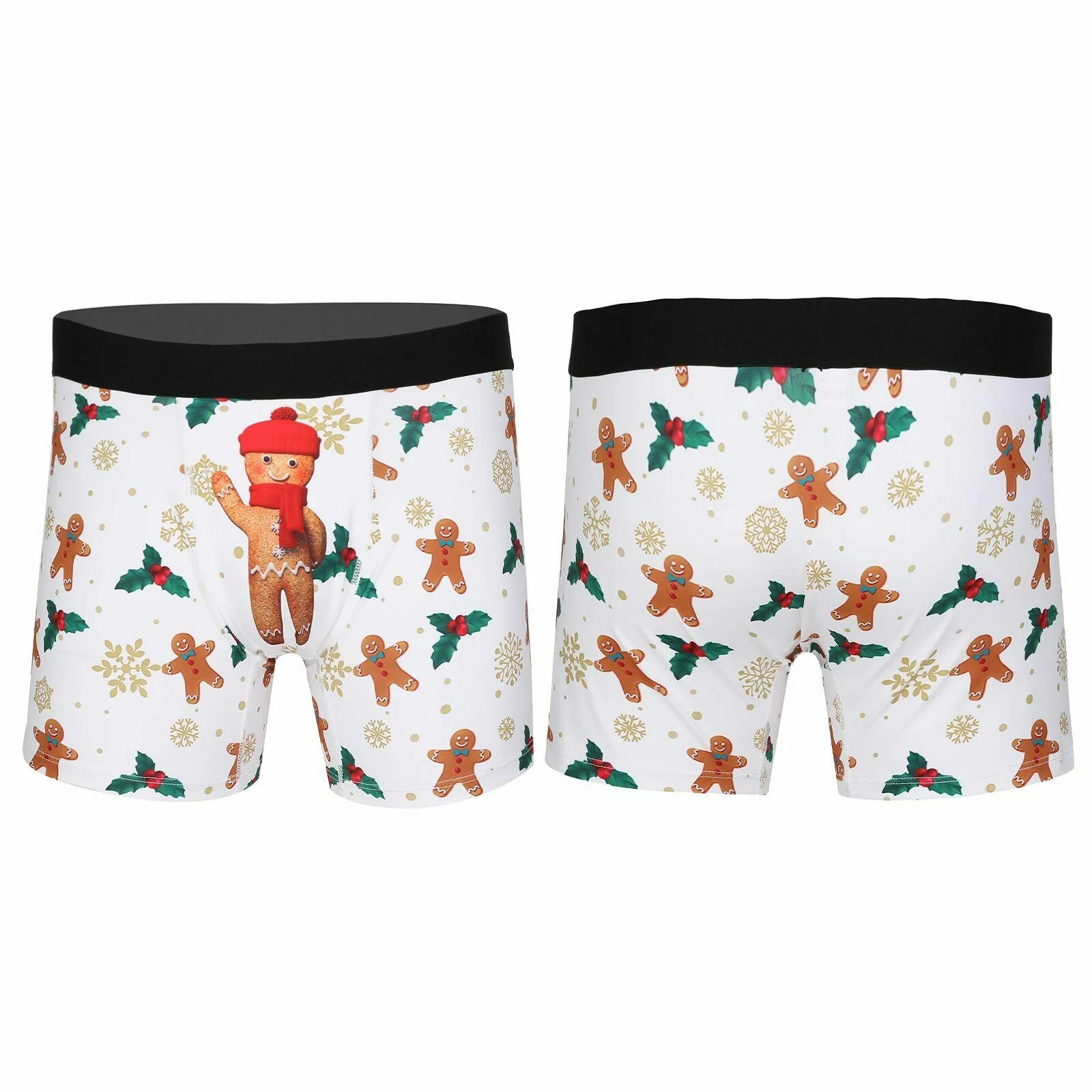 Индивидуальные Рождество, рисунок «Имбирный пряник» человек цифровая печать мужские боксёры-брифы полиэстер; Удобные и пропускающие воздух мужские трусы