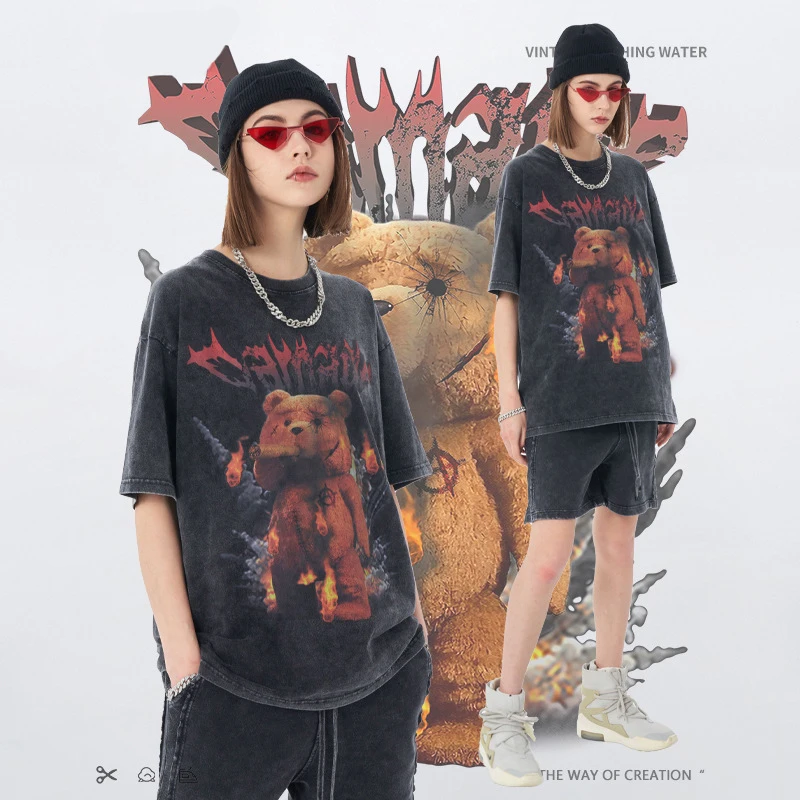 newest designers oversize t shirt half sleeve vintage acid washed blank tshirt heavyweight men t shirts