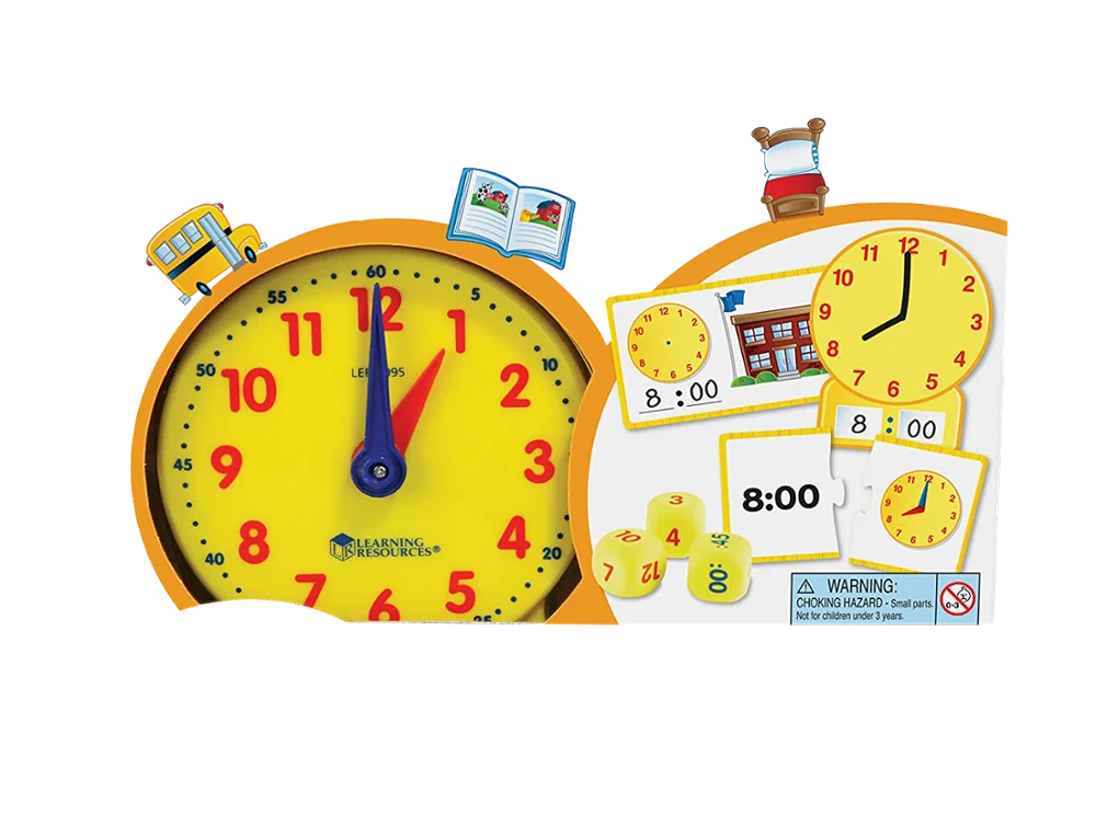 Time Activity Set, Early Educational Kit, Homeschool, Analog Clock, Tactile Learning, 41 Pieces, Ages 5+