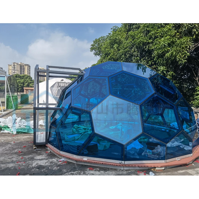 Outdoor Hotel Resort Party Event Blue Glass Winter Igloo Geodesic Tent Wind And Snow Resistant Dome Camping Dome House For Sale