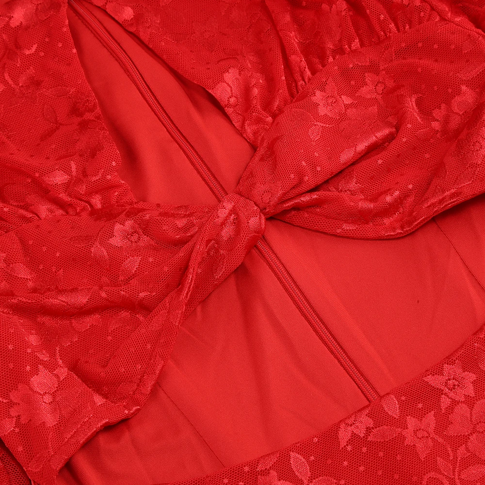 Custom New Design Mini Party Dress Fancy Red Evening Gown Woman Lace Dress for Party