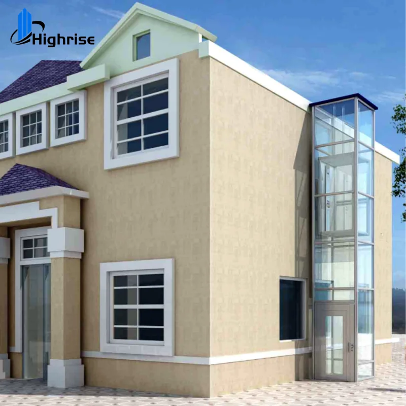 Outdoor 3 floor small house villa lift glass cabin hydraulic commercial/residential home elevators 2 person