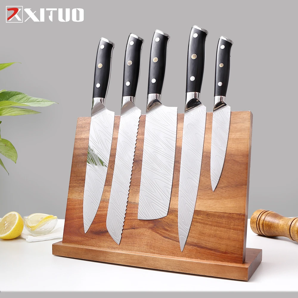 XITUO Высокое качество Привлекательный стоячий Сильный магнитный держатель для ножей инструмент Amazon Лидер продаж блок без ножей деревянный стержень