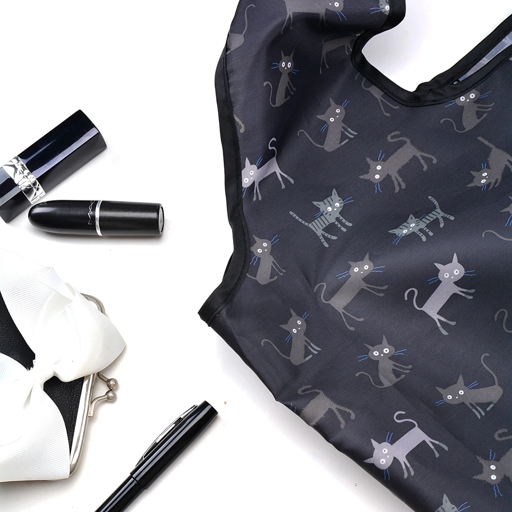 RPET reusable recycled polyester tote t-shirt shape foldable grocery shopping bags ECObag shoppingbag for cheap