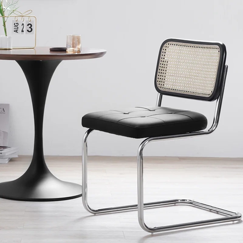 Hot Selling Worldwide Wood Cesca Chair Chromed Frame PU Seat Rattan Back Dining Chair With Cushion