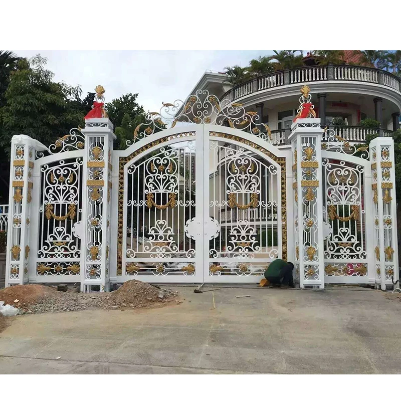 Professional latest main gate designs customized Automated Driveway Catsing Aluminum Art Gate