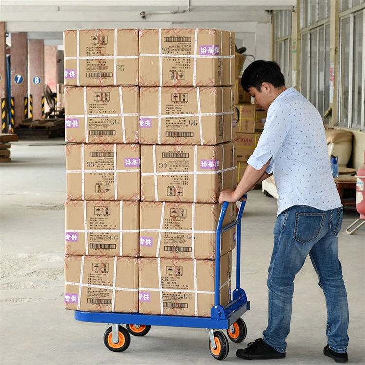 Platform Trolley Square Tube trolley truck foldable and portable mute cargo four-wheel heavy duty truck king large trailer