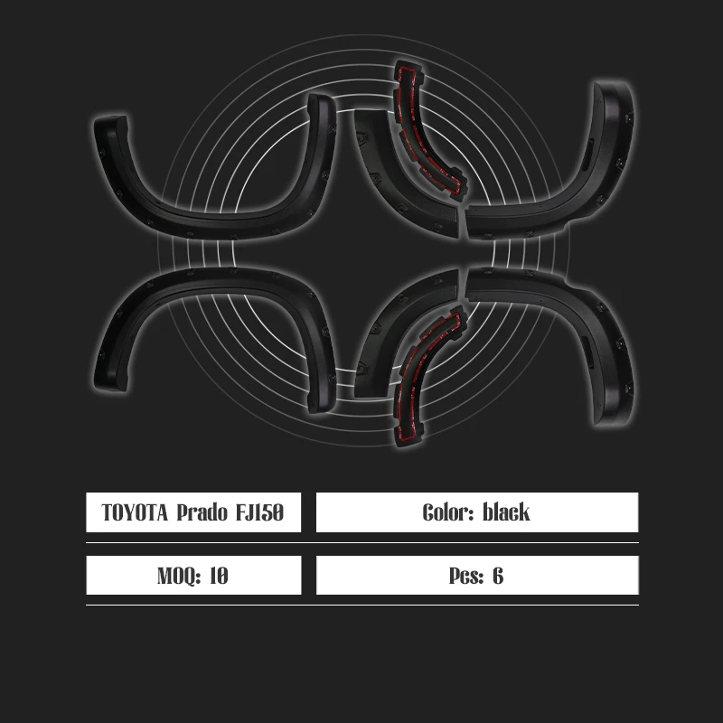 FFD140 Hot selling universal car dmax automotive power Wheel arch Fender Flares for Toyota Prado 150 car