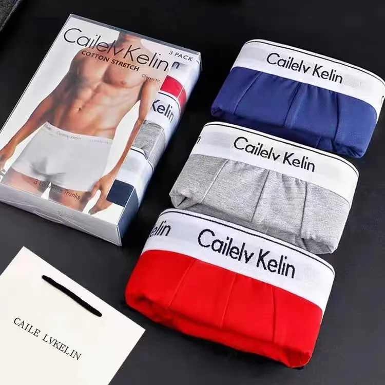 OEM Custom LOGO Widen Waistband High Quality Breathable Soft Solid Cotton Mens Boxers Briefs With U Pouch