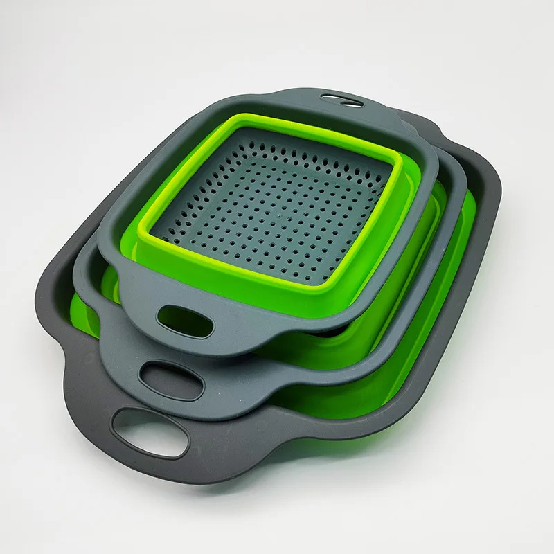 Kitchen Sink Strainers Folding Heat-resistant Space-saving Basket Silicone Collapsible Colanders Baskets With Handles