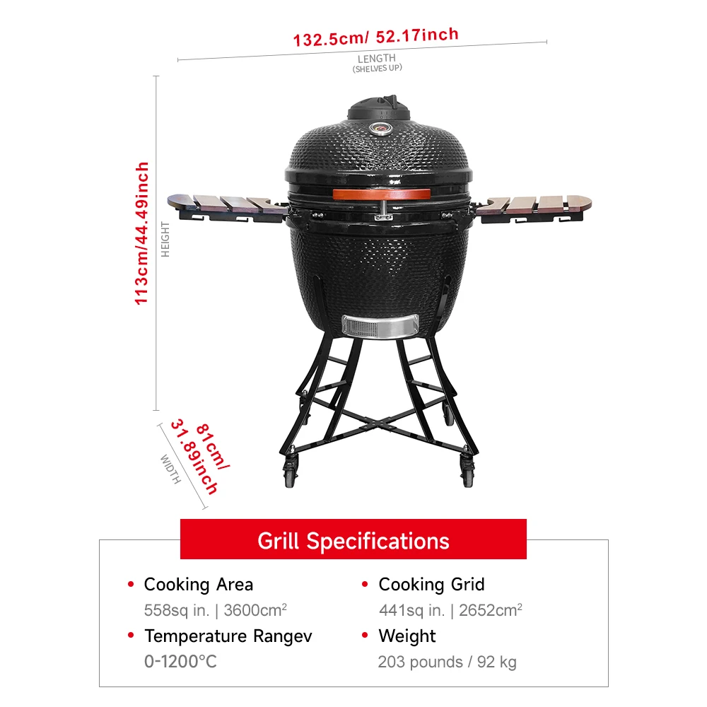 SEB KAMADO 24 inch Outdoor Kitchen Large Green Ceramic BBQ Balcony Bbq Grill Kamado Grills