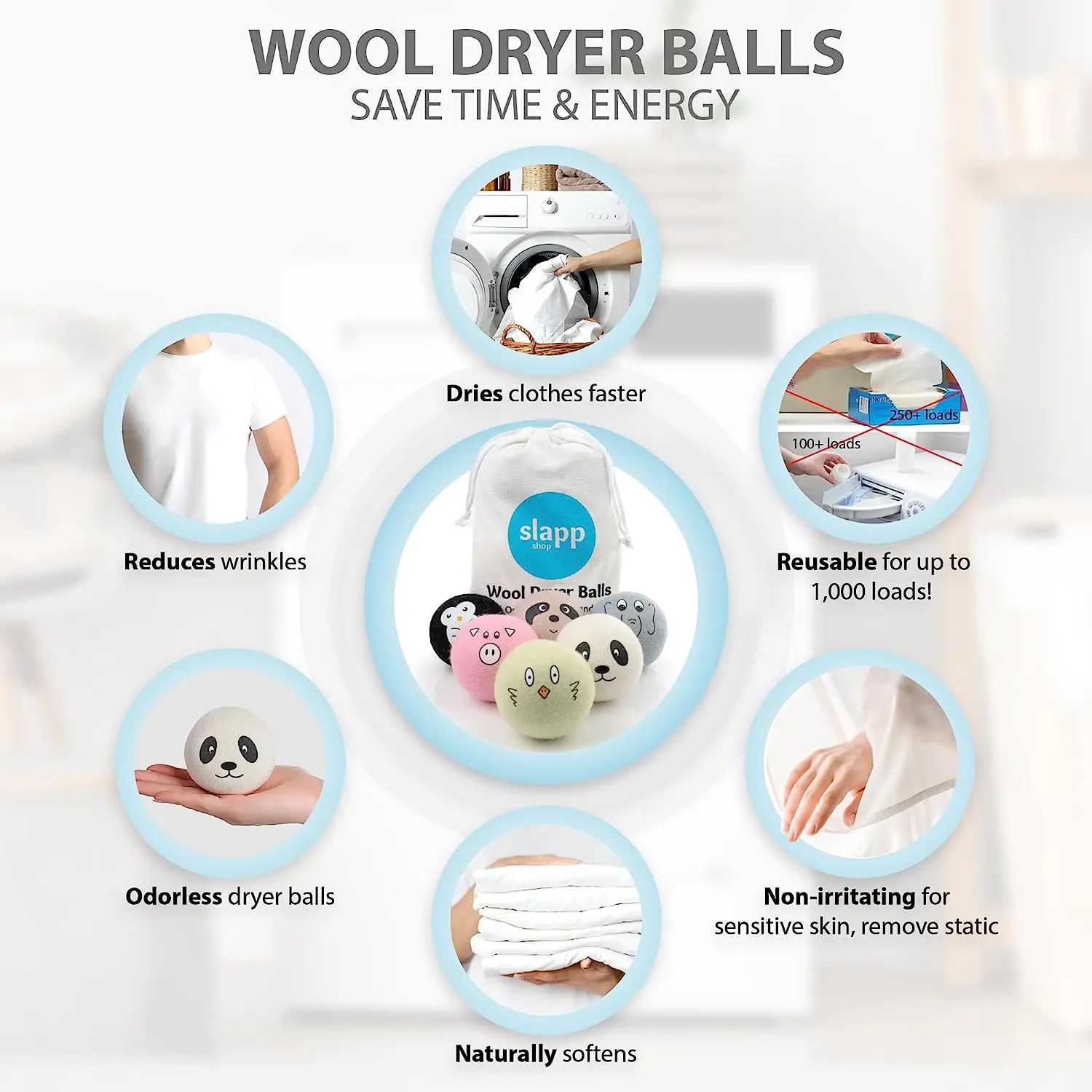 2024 Bestseller Organic Handmade 100% New Zealand Wool Dryer Laundry Balls in Stock Laundry Drying Balls for Washing Machine