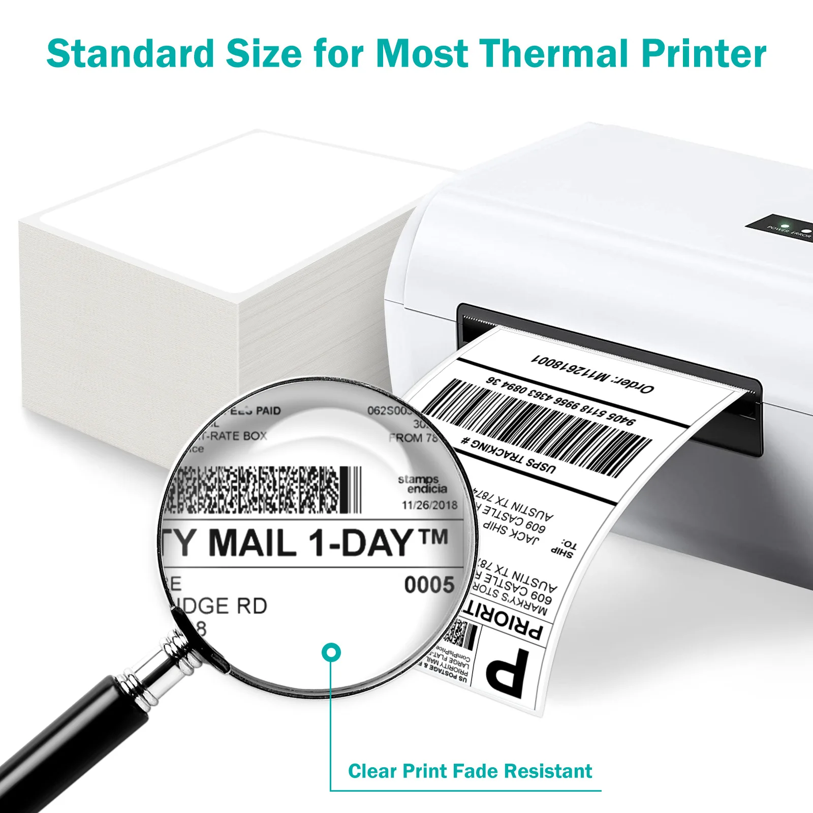 4x6 Shipping Label A6 Thermal Sticker Paper Thermal Printer Label Paper Waterproof Adhesive Sticker 5 Rolls in a Shrink Wrap CY