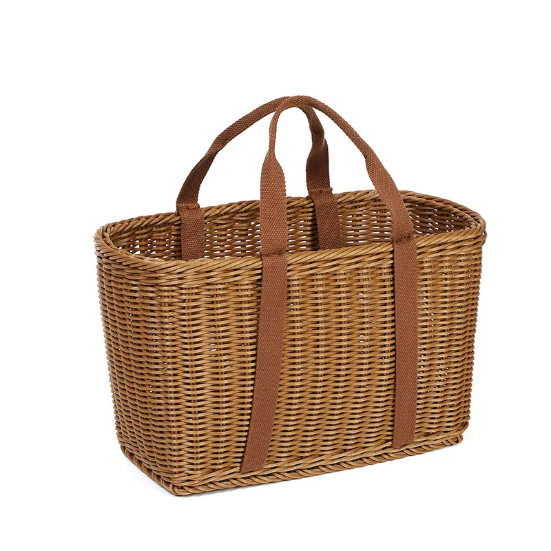 High quality rattan shopping basket Fruit storage basket Picnic supplies Large flower basket