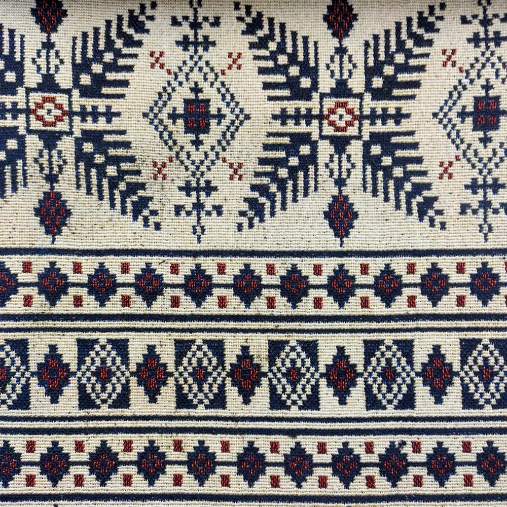 Yarn dyed national style geometry polyester/cotton jacquard fabric suitable for sofa cushion tablecloth backpack bags shoes