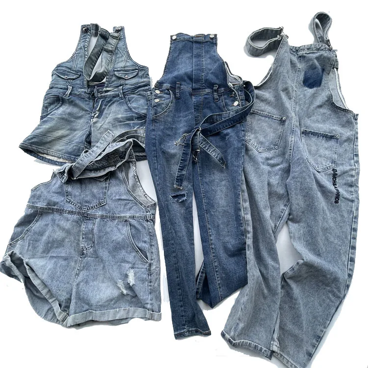 Factory used clothes bales Korean second hand suspender short  preloved ladies jumper pants long in bundle klgs