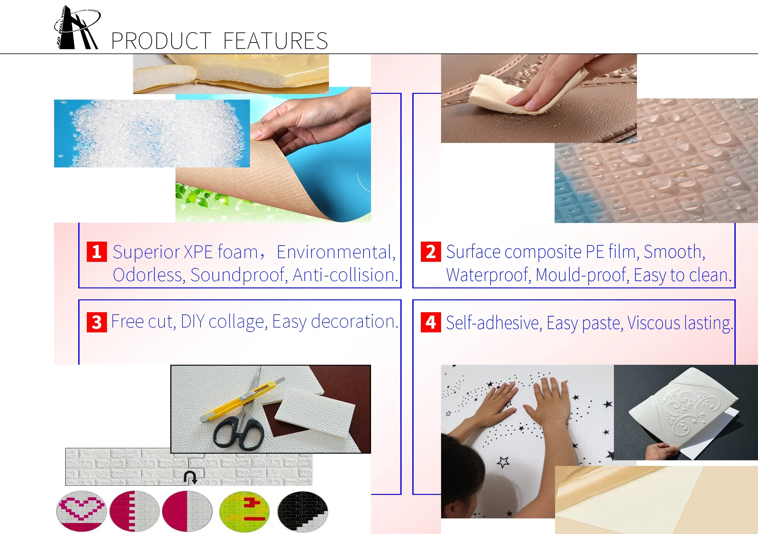 Qualities product home decor brick wallpaper Moisture-Proof XPE foam wall sticker self-adhesive wall coating