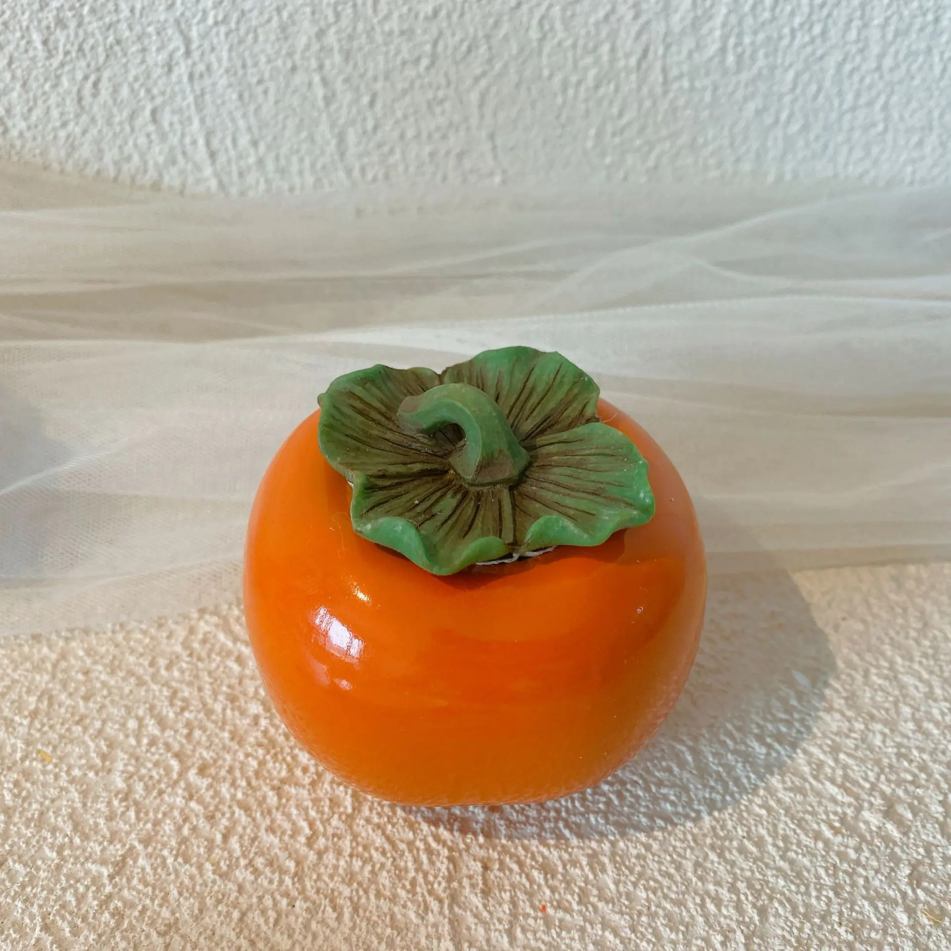 Hot Sale Handmade Cute Persimmon Fruit Shaped ceramic Jar Gift Scented Candles