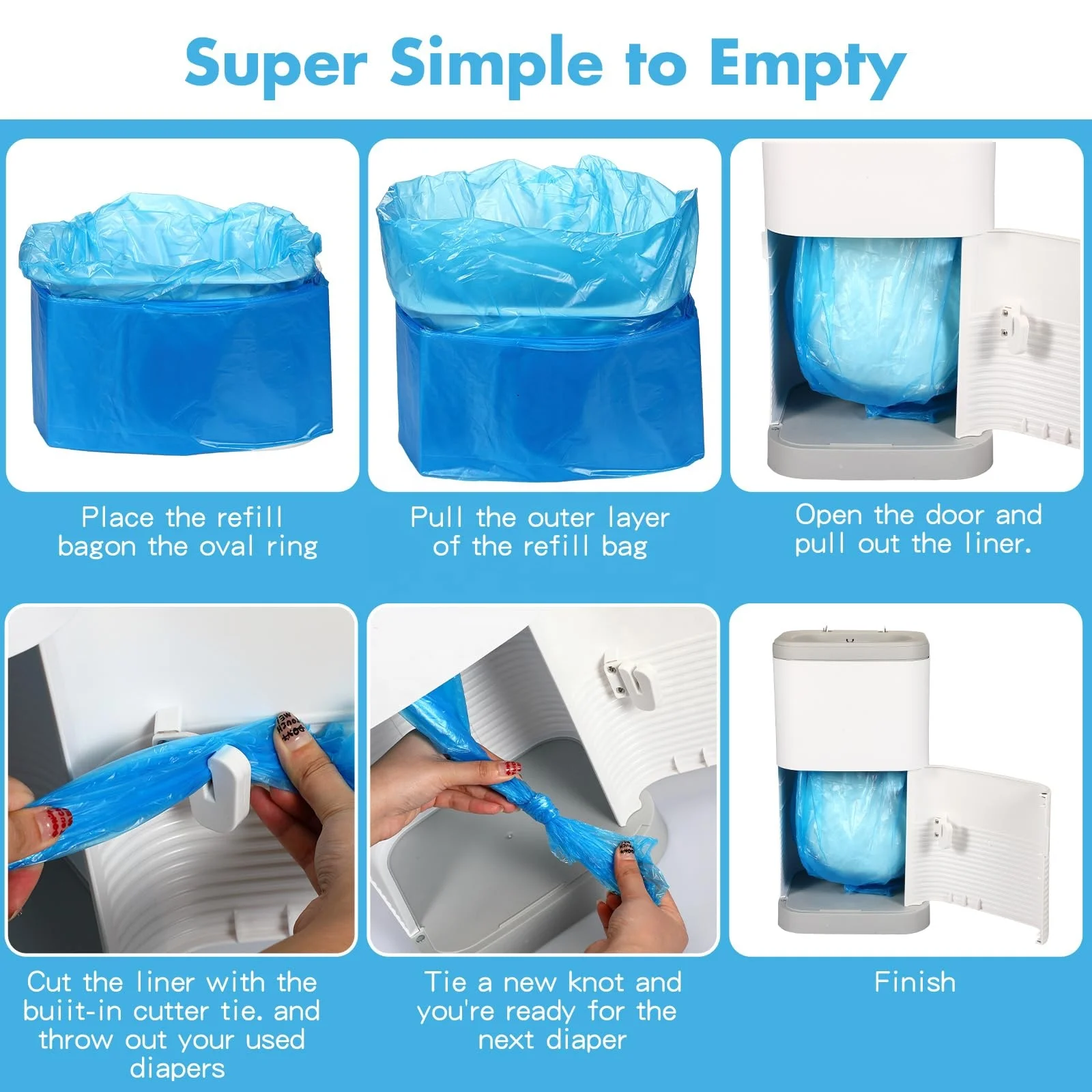 Factory Wholesale Compatible With LD Home Series Adult Diaper System Diaper Pail Liner Refills Bags