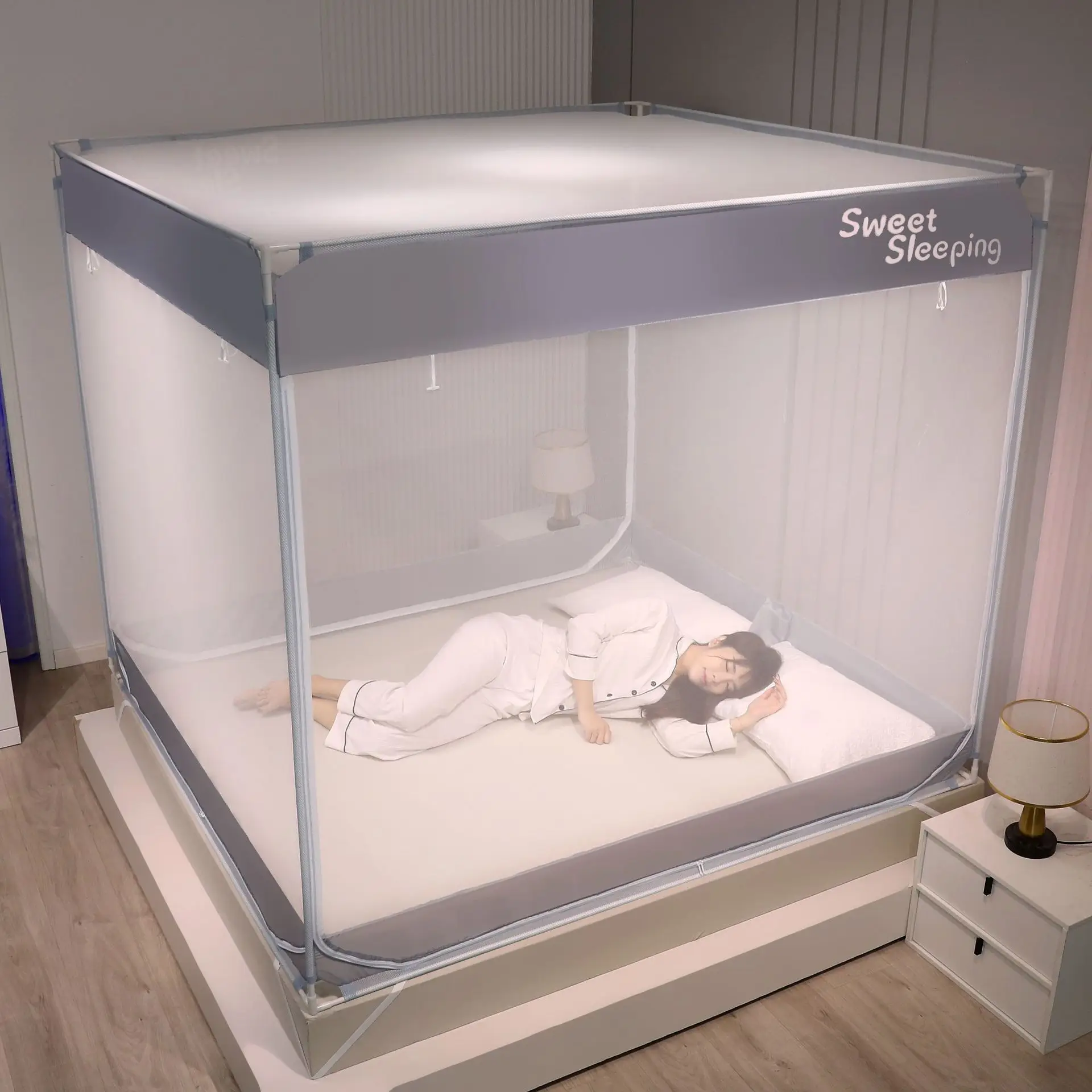 High quality square mesh anti-mosquito net & bed canopy foldable mosquito nets for king size beds