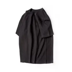 Blue 250g heavy solid Khaki round neck short sleeve T-shirt pure 100% cotton pepper salt simple T-shirt unisex custom tee shirt