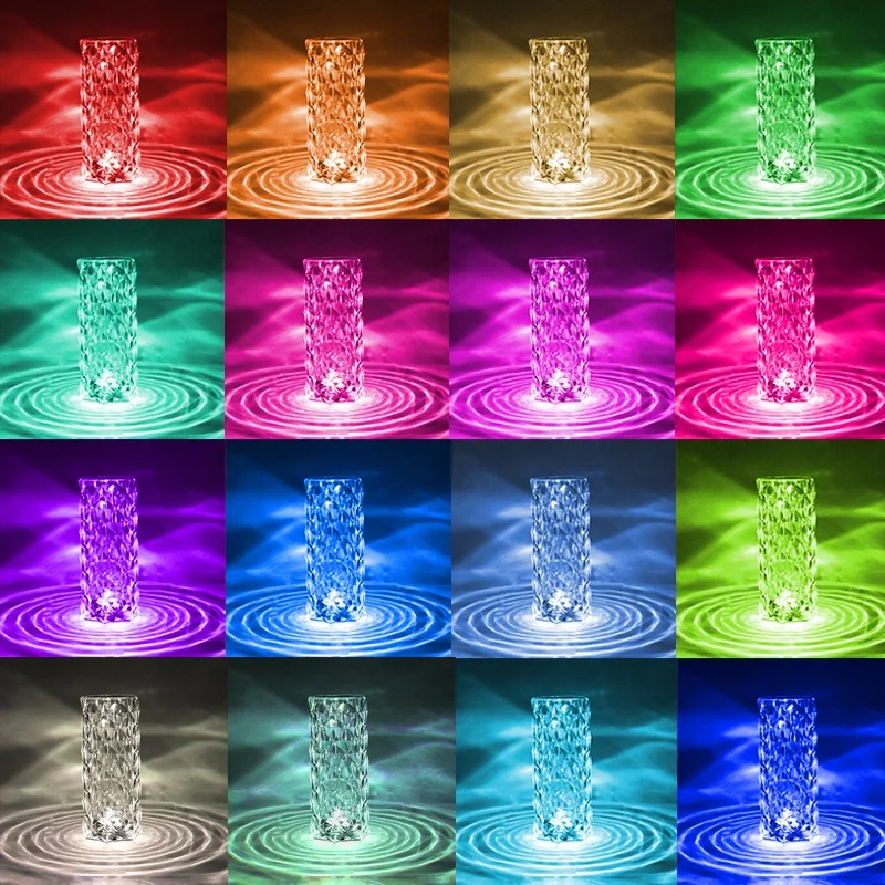 Modern Luxury LED Light Table Lamp Crystal Touch Control Decorative Lamp for Bedroom & Living Room Battery Operated