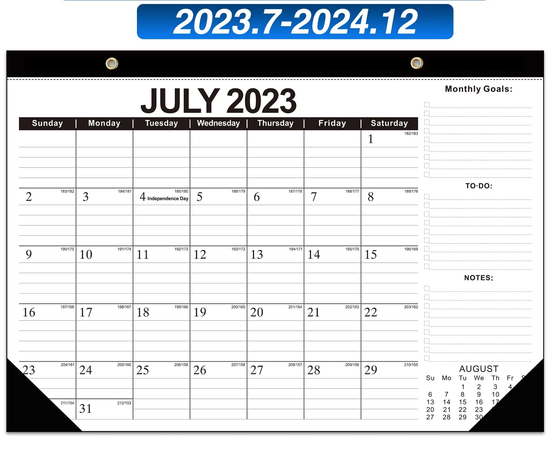 2023-2024 Large Size Monthly Wall Calendar Planner with Transparent PVC Cover for Clock Promotion Use Wholesale