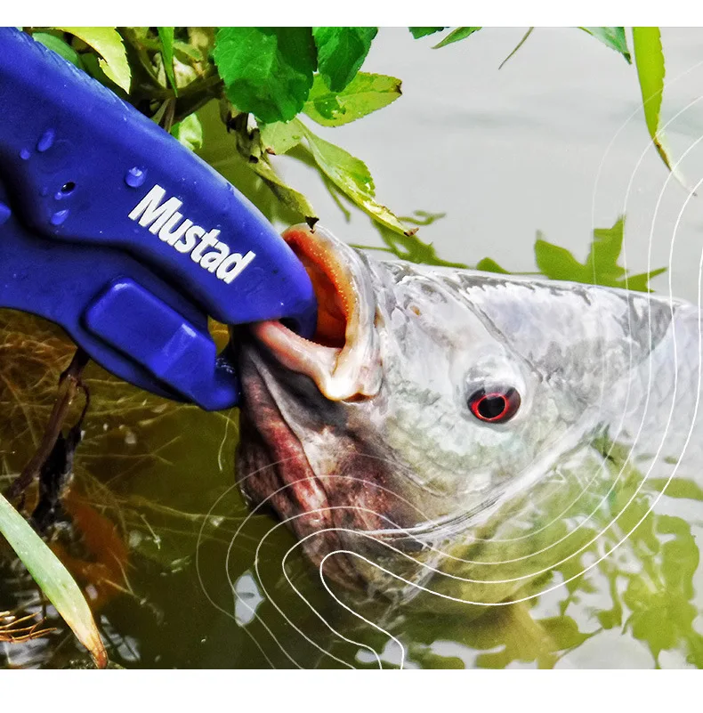 MUSTAD ORIGINAL 10inch 120g with lock Plastic Catfish Grippers Plier Lip Grip Tool with Lanyard light floating Fish Lip Gripper