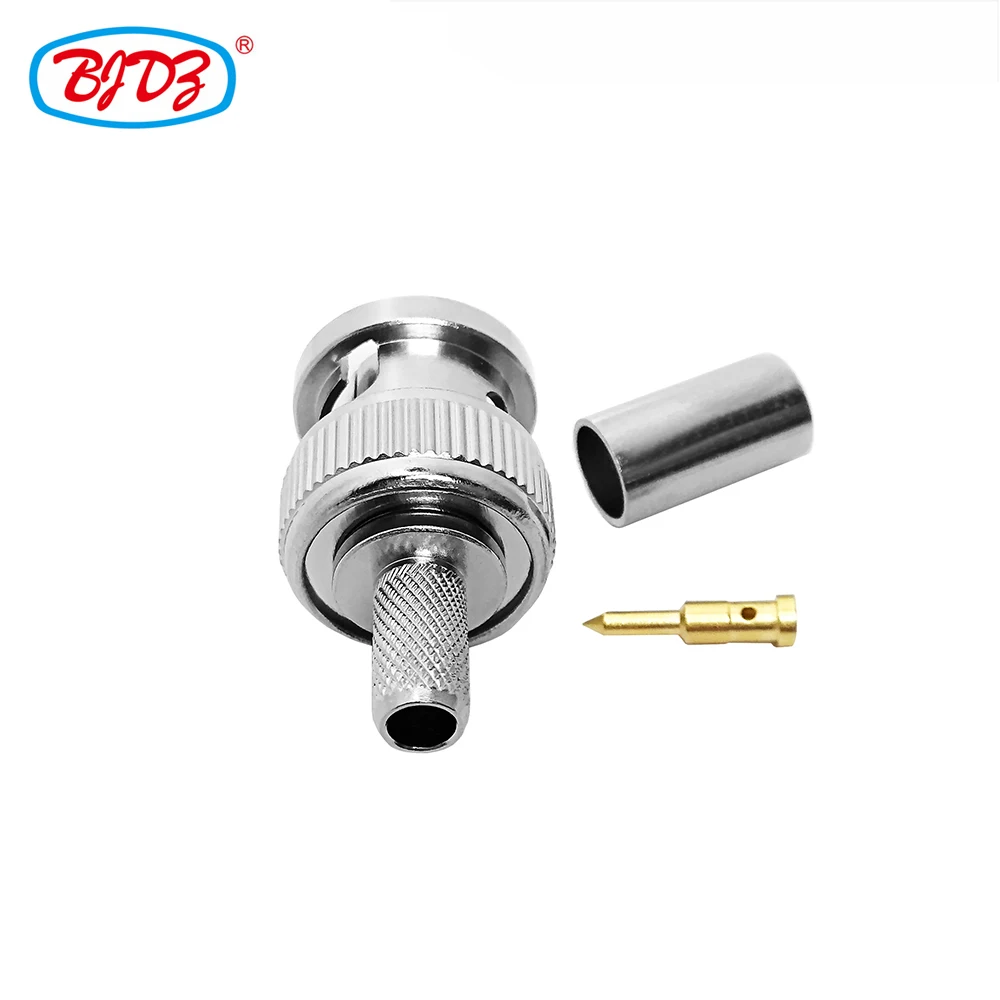 Factory Bnc male plug rg58 lmr195 lmr200 cable crimp pin tube plug rf coaxial connector BNC Converter (rf) in stock