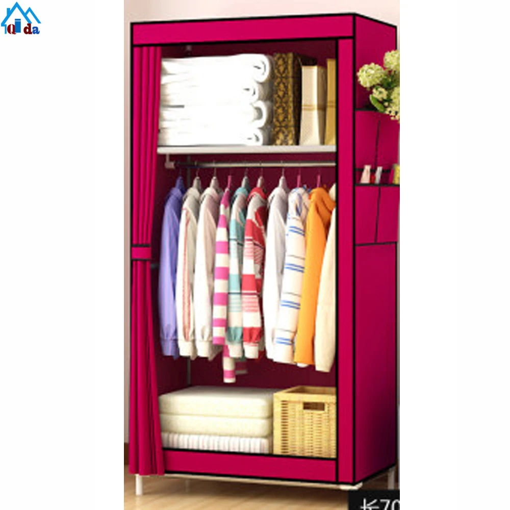 Modern Design Canvas Hanging Rail and Shelf Clothes Storage Fabric Wardrobe