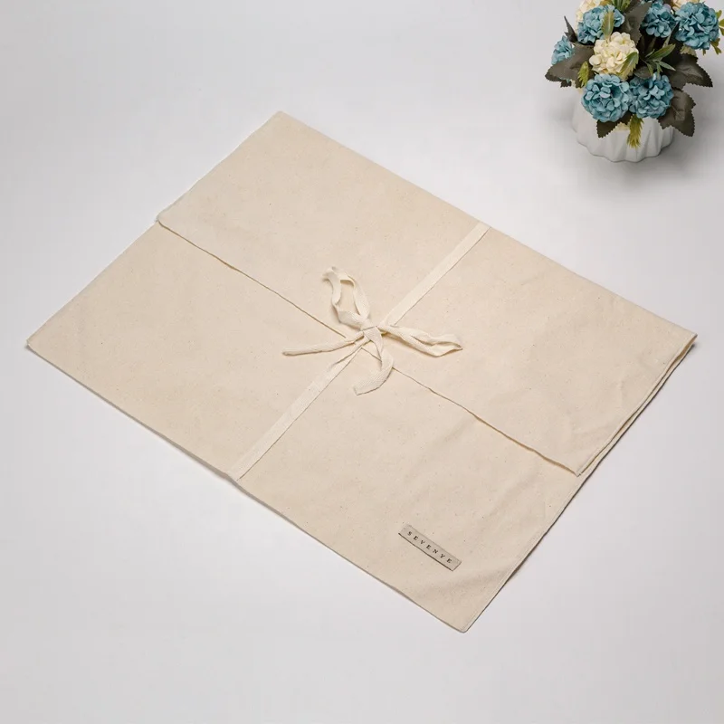 Custom Logo Printed Recyclable Cotton Soft Gift Envelope Flap Jewelry Package Pouch Handbag Shoe Cosmetic Dust Bag