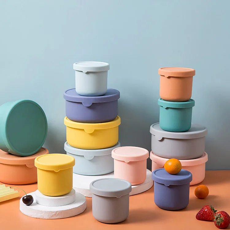 2022 Multifunctional Microwave Food Grade Container Round Insulated Silicone Bento Box For Kids