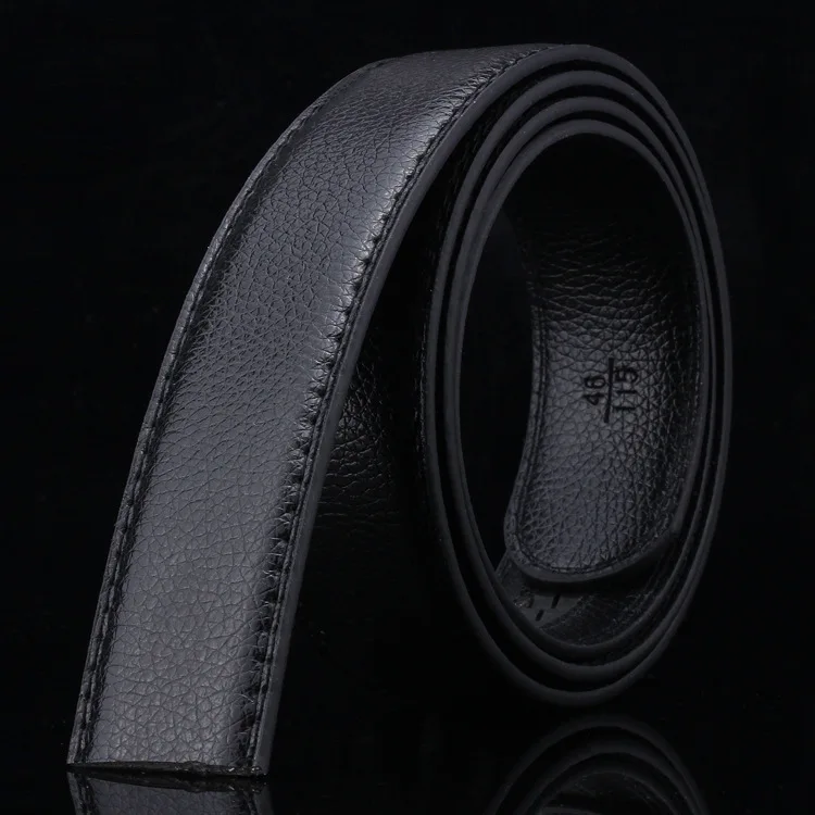 No Buckle Men Belt 3.5CM Ratchet Strap Fashion Luxury Business Black PU Leather Belts Waistband Belts Leather Men